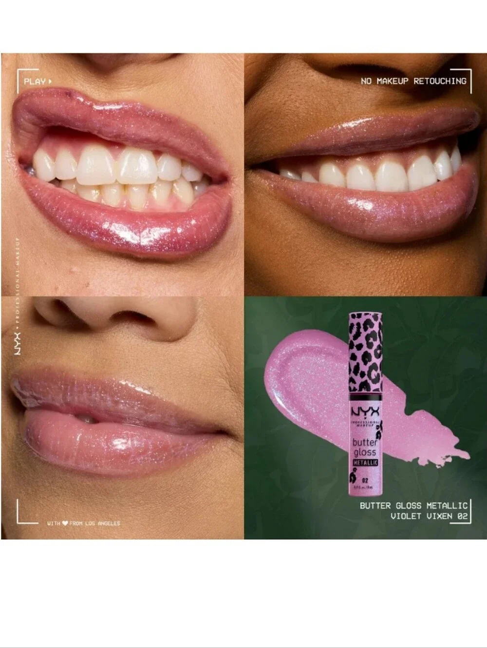 NYX Professional Makeup Butter Gloss Metallic Lip Gloss Shade: Violet Vixen 🆕